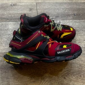 Balenciaga Burgundy and Black Athletic Shoes